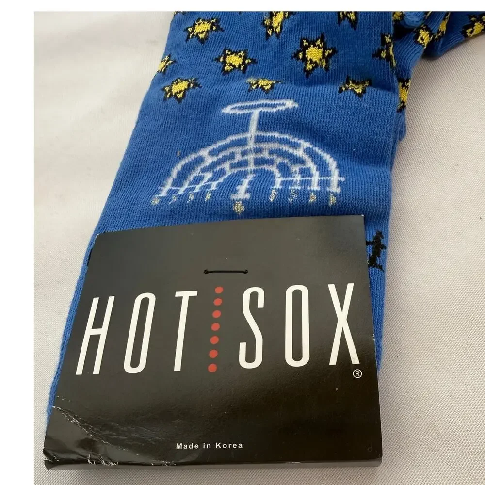 SKU2508 Hot Sox Women Blue Hanukkah Chanukah Menorah  Star Crew Socks Size 9-11
